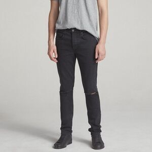 Rag & Bone Standard Issue Fit 1 Extra Slim Jeans Shelter Holes Black‎ Grey 29x34